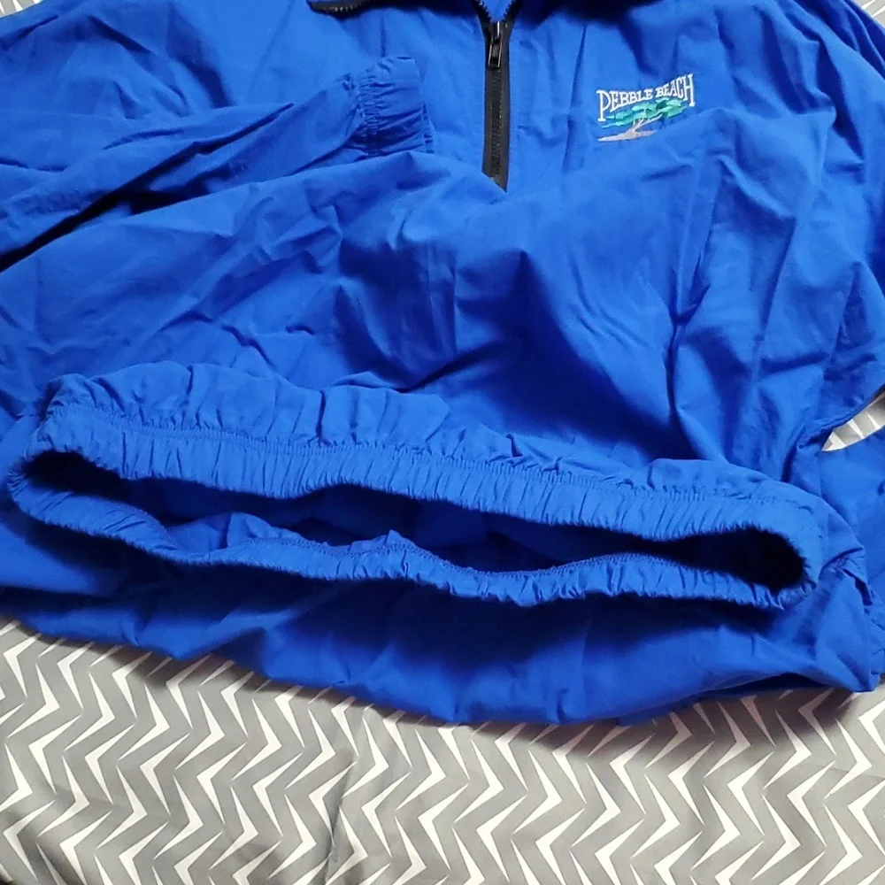 Crazy Shirts Pullover Nylon Jacket Lightweight Qtr Zip Pebble Beach Logo LG Golf - Picture 5 of 8